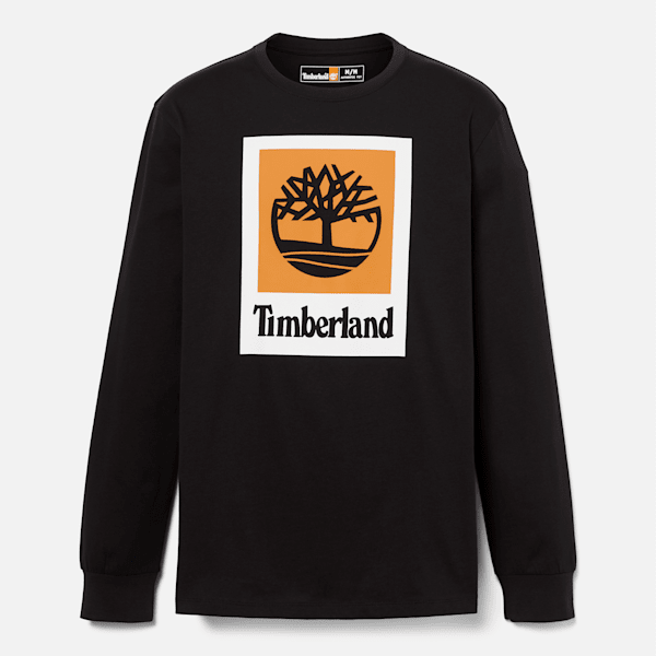 Timberland Stack Logo Colored Long Sleeve T-Shirt Black Men'S