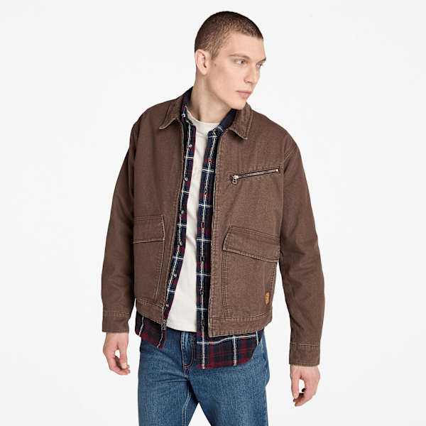 Timberland Strafford Washed Canvas Jacket Chocolate Brown Men'S