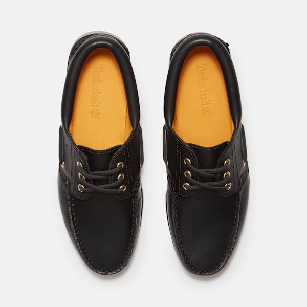 Timberland Authentic 3-Eye Lug Handsewn Boat Shoe Black Full-Grain Men'S