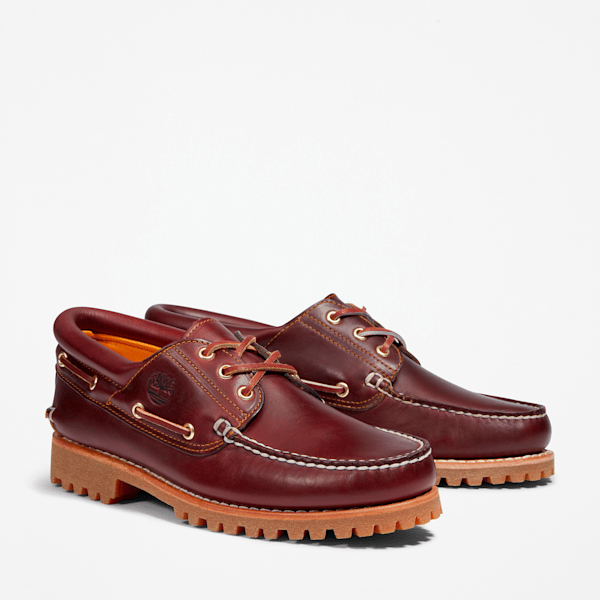 Timberland Authentic 3-Eye Lug Handsewn Boat Shoe Burgundy Men'S