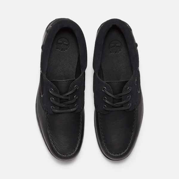 Timberland Emerald Woods 3-Eye Lug Handsewn Boat Shoe Black Full-Grain Men'S