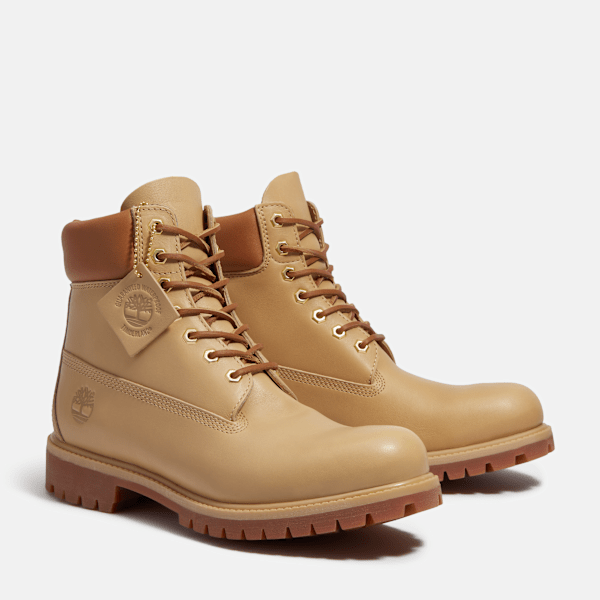 Timberland Founder'S Premium 6-Inch Waterproof Boot Beige Full-Grain Men'S