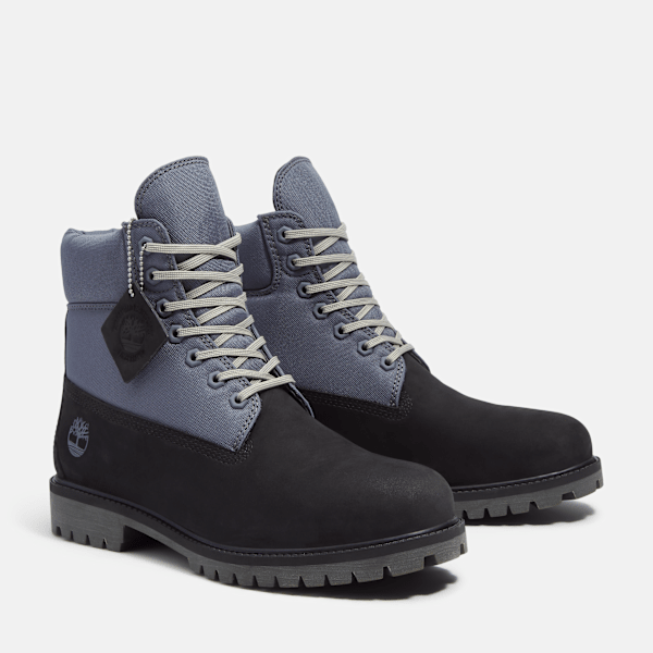 Timberland Heritage 6-Inch Waterproof Boot Black Nubuck/Grey Men'S