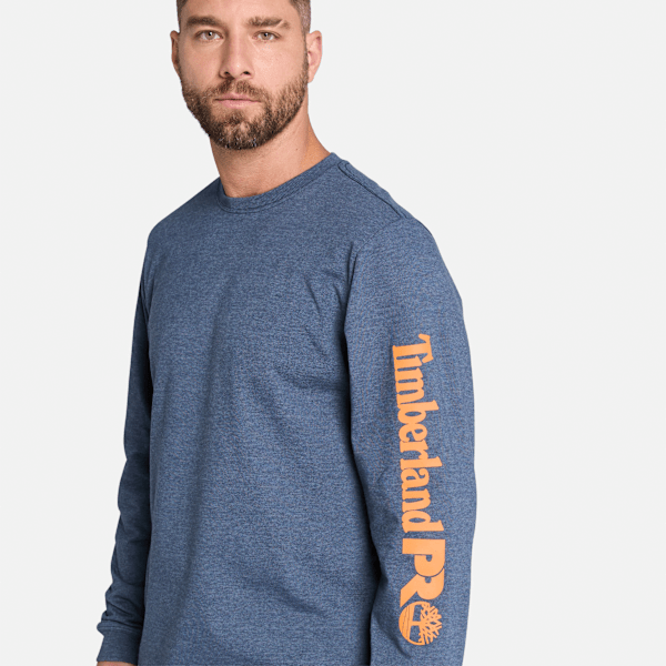 Timberland Pro Core Logo Long-Sleeve T-Shirt Black Iris Heather Men'S