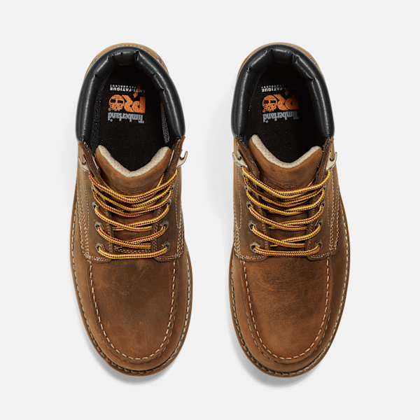 Timberland Pro Gridworks 6" Waterproof Moc-Toe Work Boot Brown Full-Grain Men'S