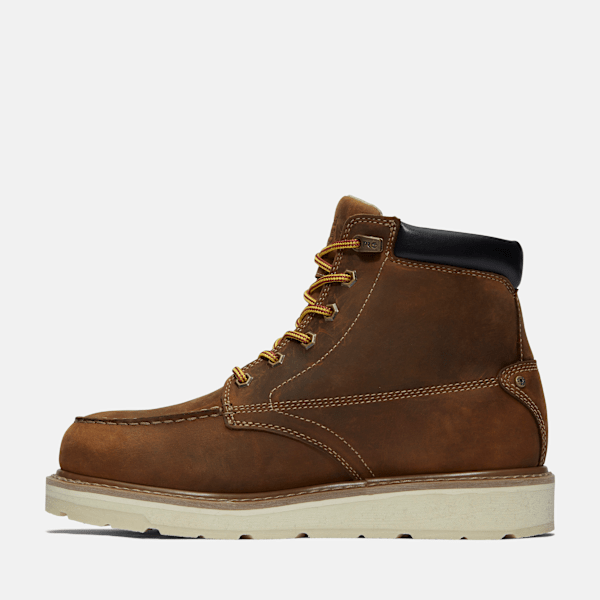 Timberland Pro Gridworks 6" Waterproof Moc-Toe Work Boot Brown Full-Grain Men'S