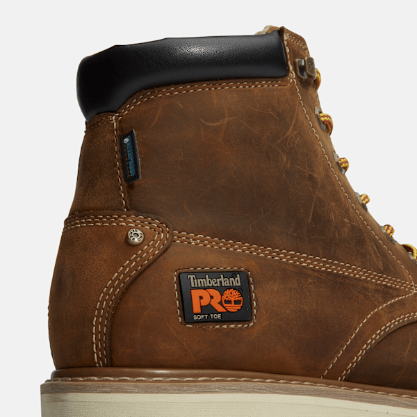 Timberland Pro Gridworks 6" Waterproof Moc-Toe Work Boot Brown Full-Grain Men'S