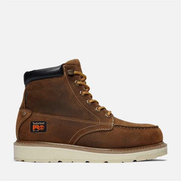 Timberland Pro Gridworks 6" Waterproof Moc-Toe Work Boot Brown Full-Grain Men'S