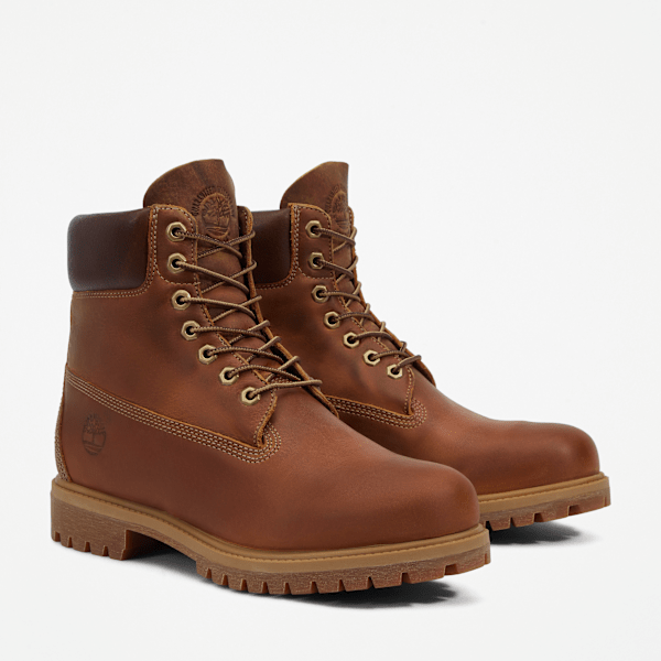 Timberland Premium 6-Inch Waterproof Heritage Boots Medium Brown Nubuck Men'S