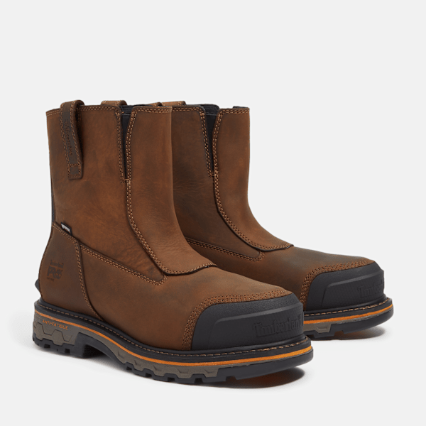 Timberland True Grit Chelsea Soft Toe Waterproof Work Boot Medium Brown Full-Grain Men'S
