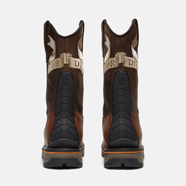 Timberland True Grit Live Free Or Die Pull-On Soft Toe Waterproof Work Boot Medium Brown Full-Grain Men'S