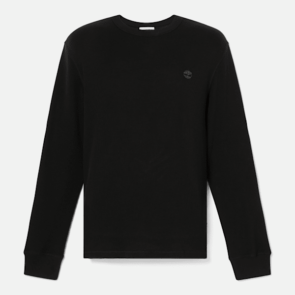 Timberland Wharf River Waffle Long-Sleeve Polo Shirt Black Men'S