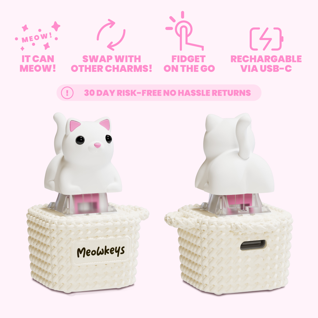 Duckeys Meowkey - Fidget Toy That Meows M White