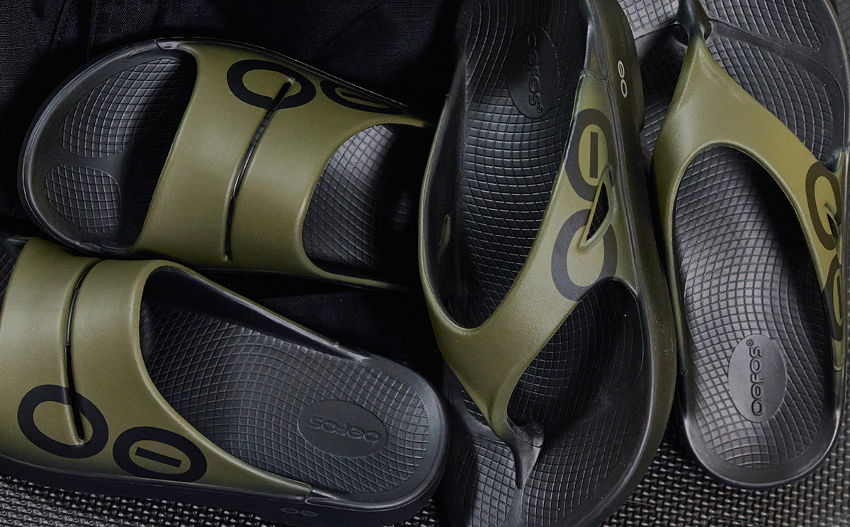 Oofos Women's Sport Slide Tactical Green