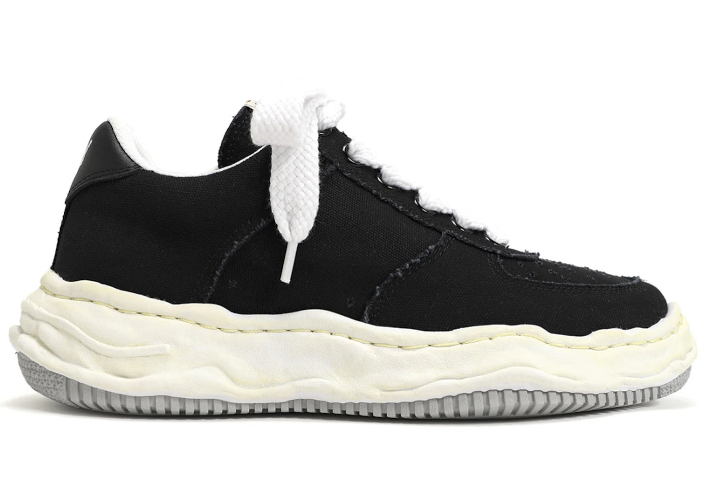 maison mihara yasuhiro wayne og sole washed canvas low black