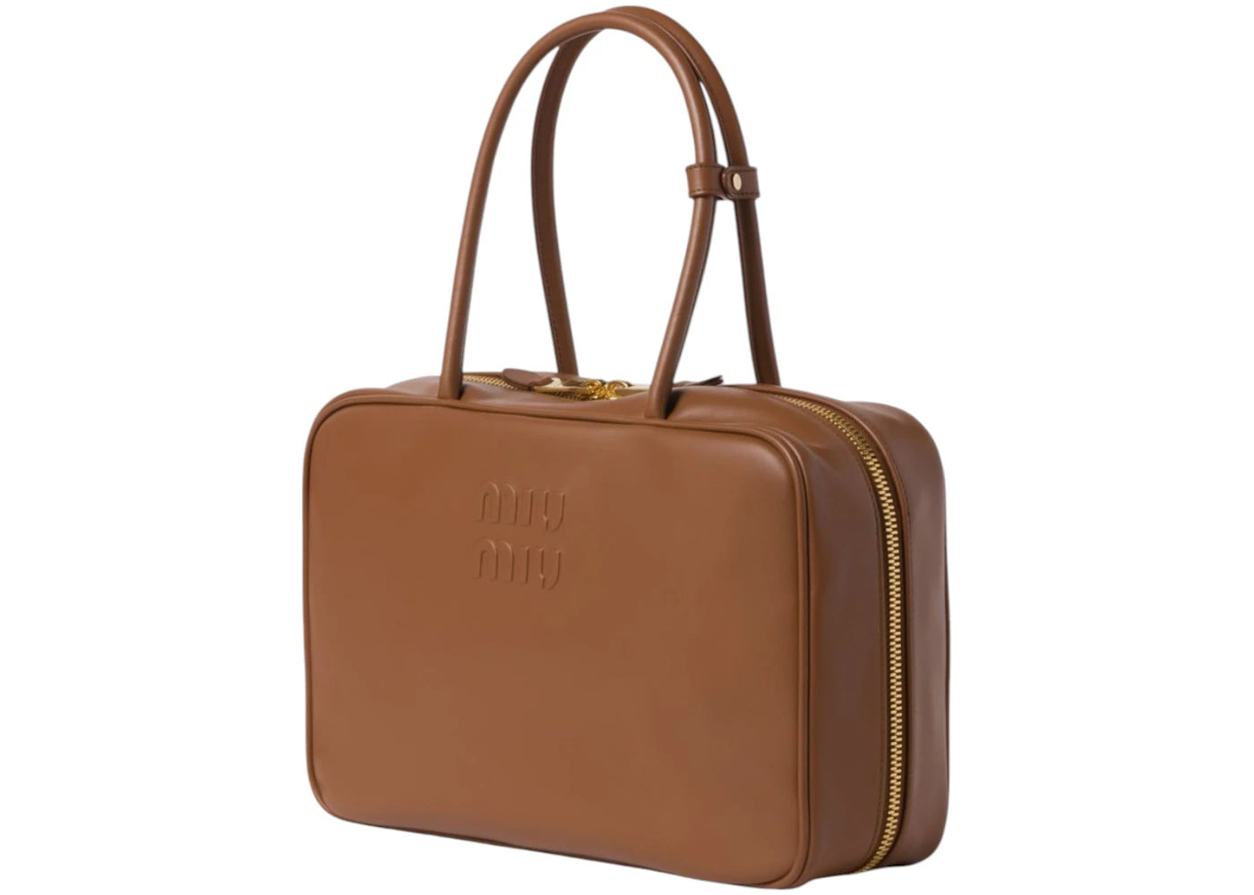 Miu Miu Leather Beau Bag Cognac