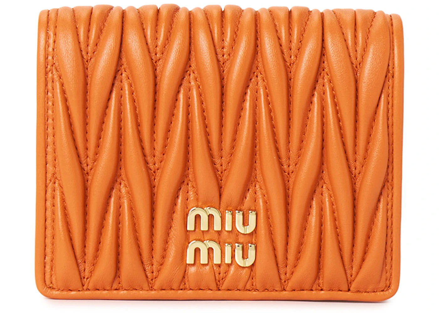 Miu Miu Matelasse Short Wallet Orange