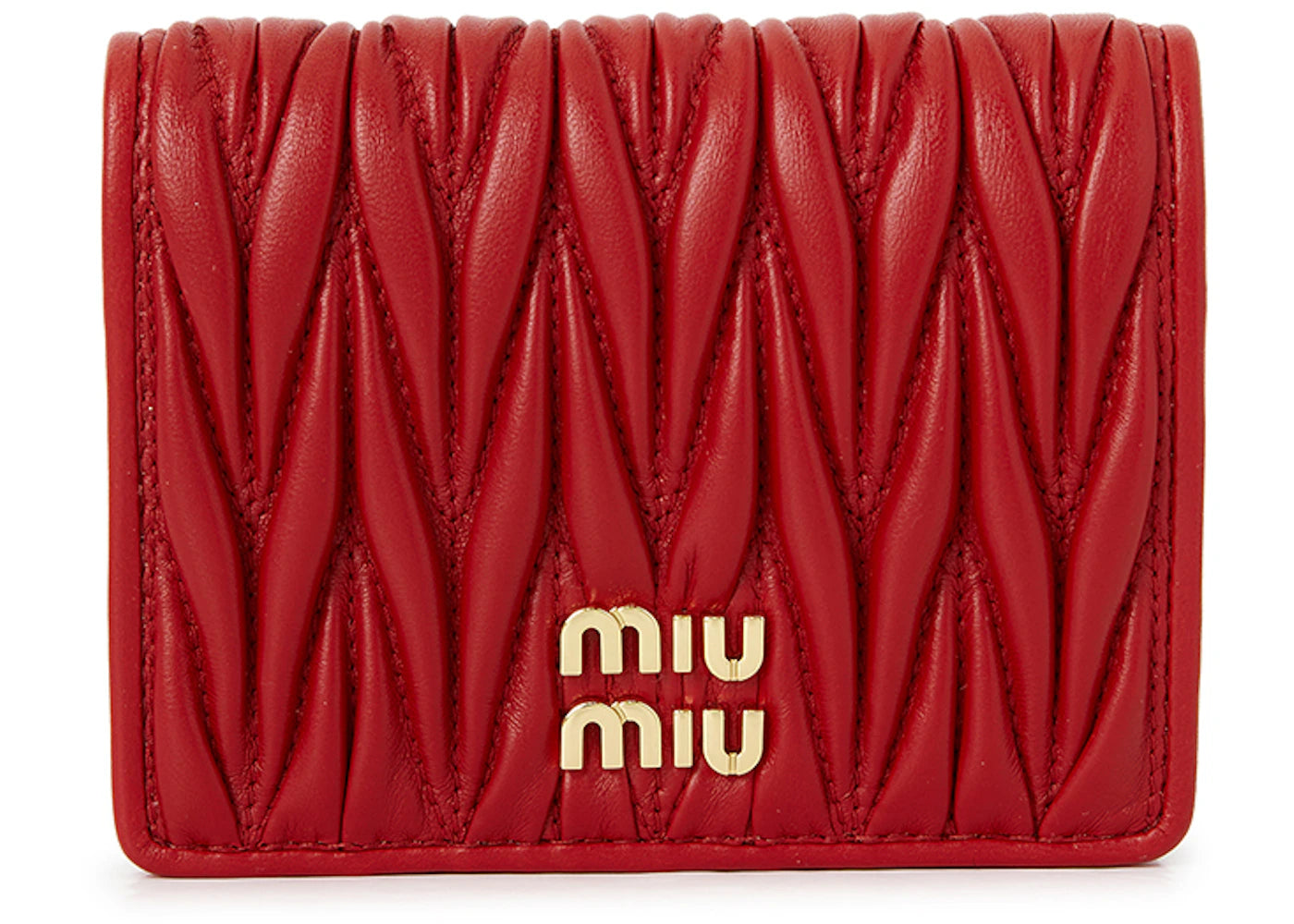 Miu Miu Matelasse Short Wallet Red