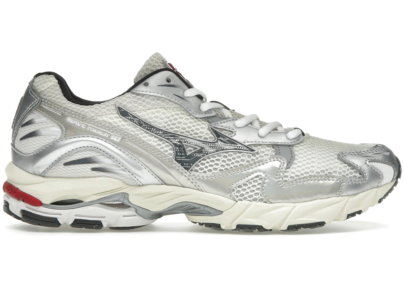 Mizuno Wave Rider 10 White Black Rythmic Red