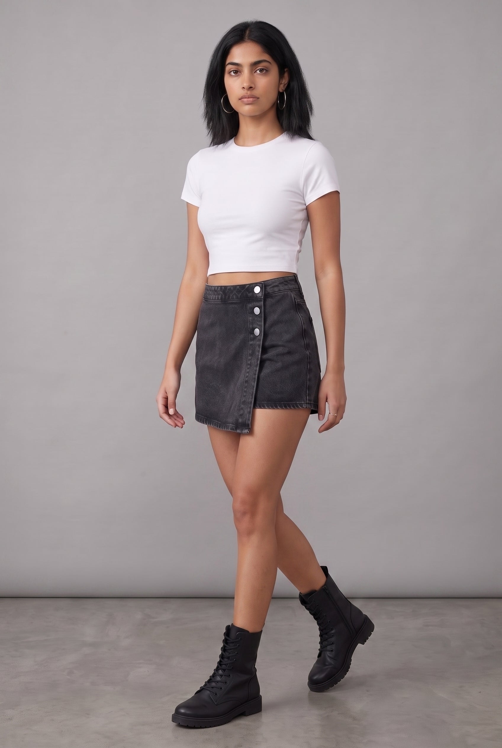 BLACK DENIM WOMEN'S SKORT