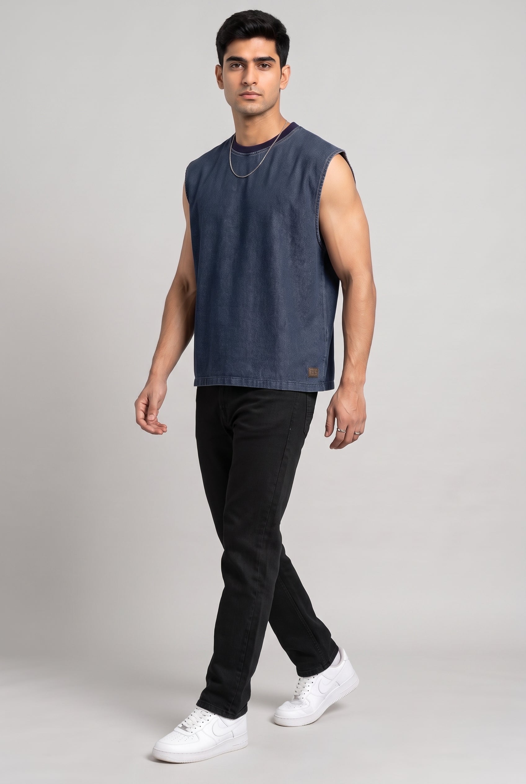 BLUE DENIM MEN'S TANK TOP