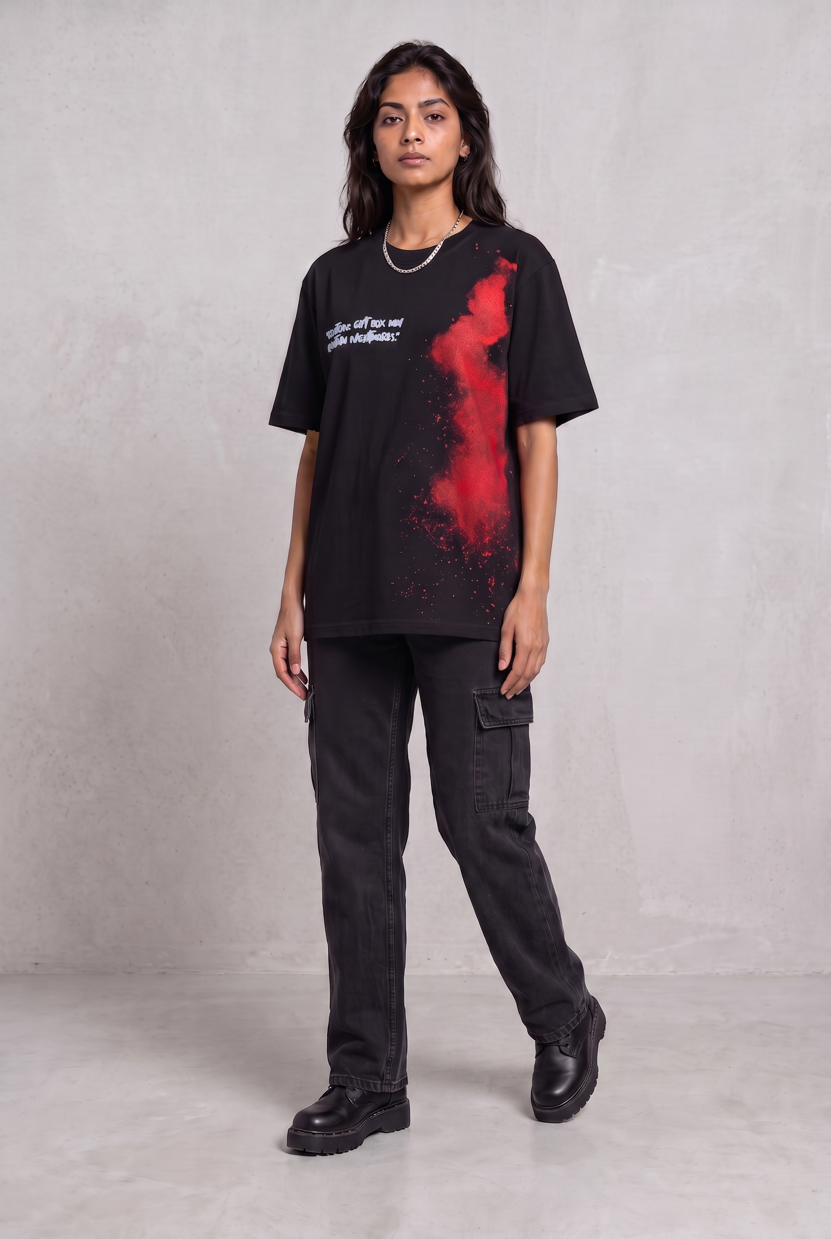 DARK SECRET BLACK WOMEN’S OVERSIZED T-SHIRT
