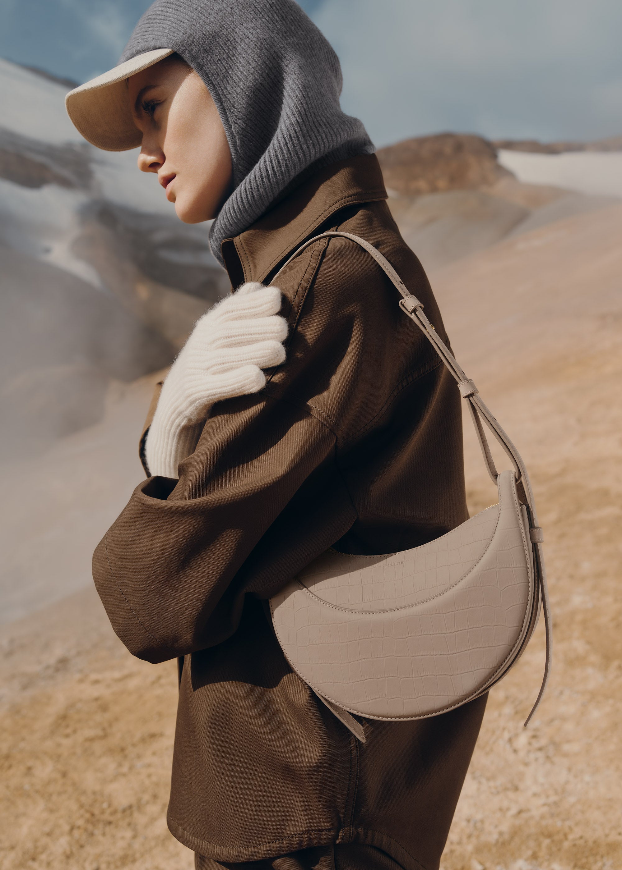 Polene Numero Dix Crocodile Nubuck Taupe