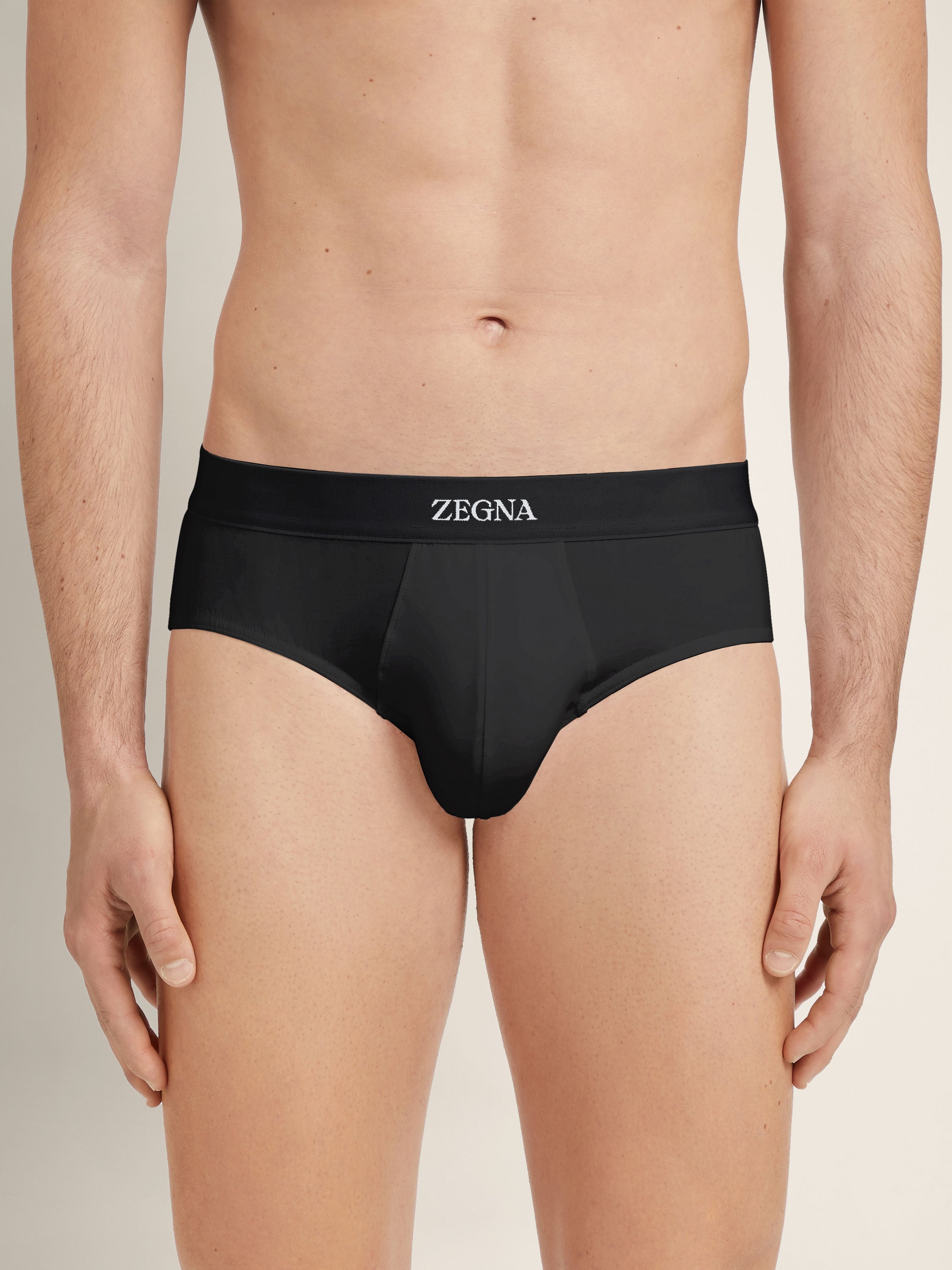 Zegna Black Stretch Cotton Midi Brief