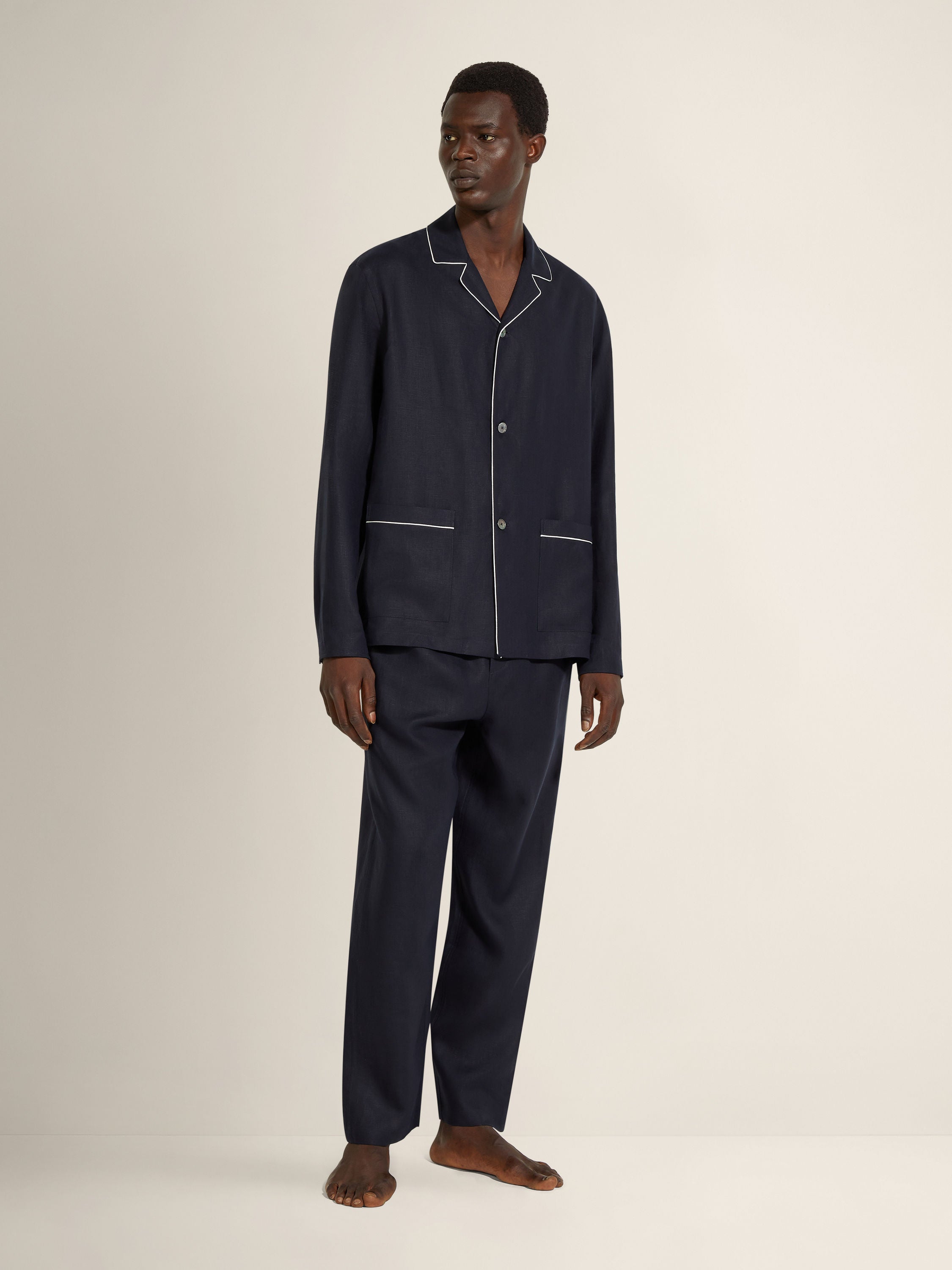 Zegna Navy Blue Oasi Lino Pajamas