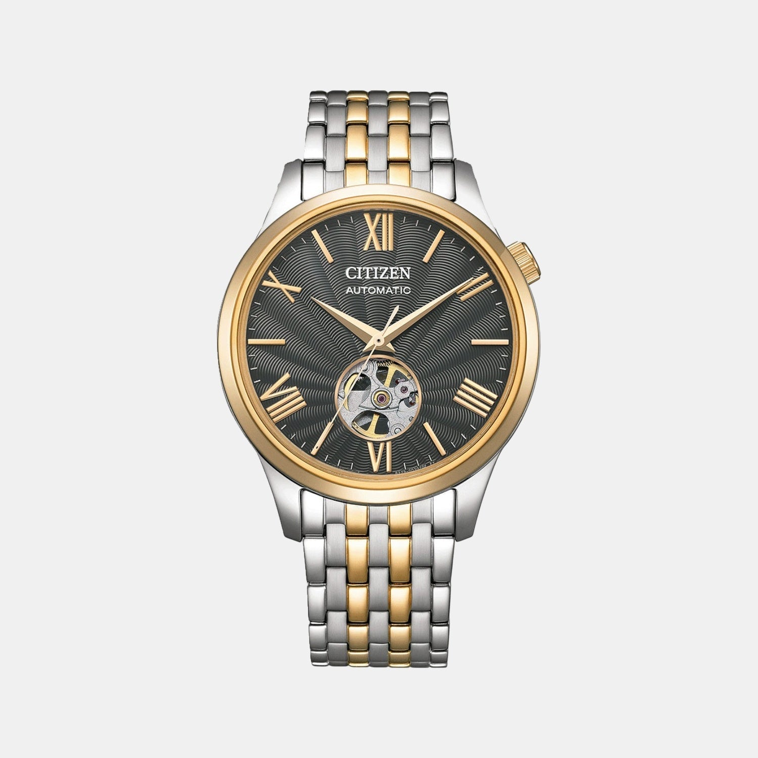 Citizen Mechanical Open Heart Men Automatic Grey Dial Analog Stainless Steel Watch Nh9136-88H