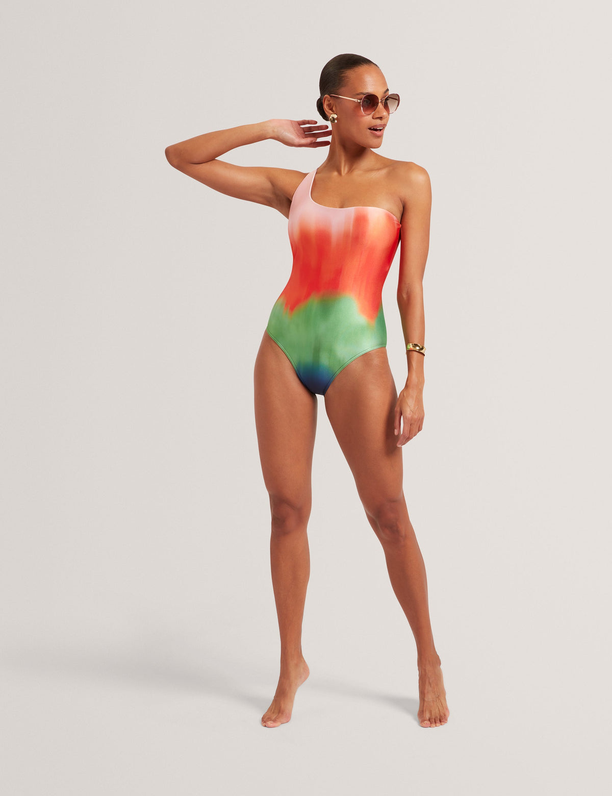 Ted Baker Sopeyaa Blurred Ombre One Shoulder Swimsuit Women's