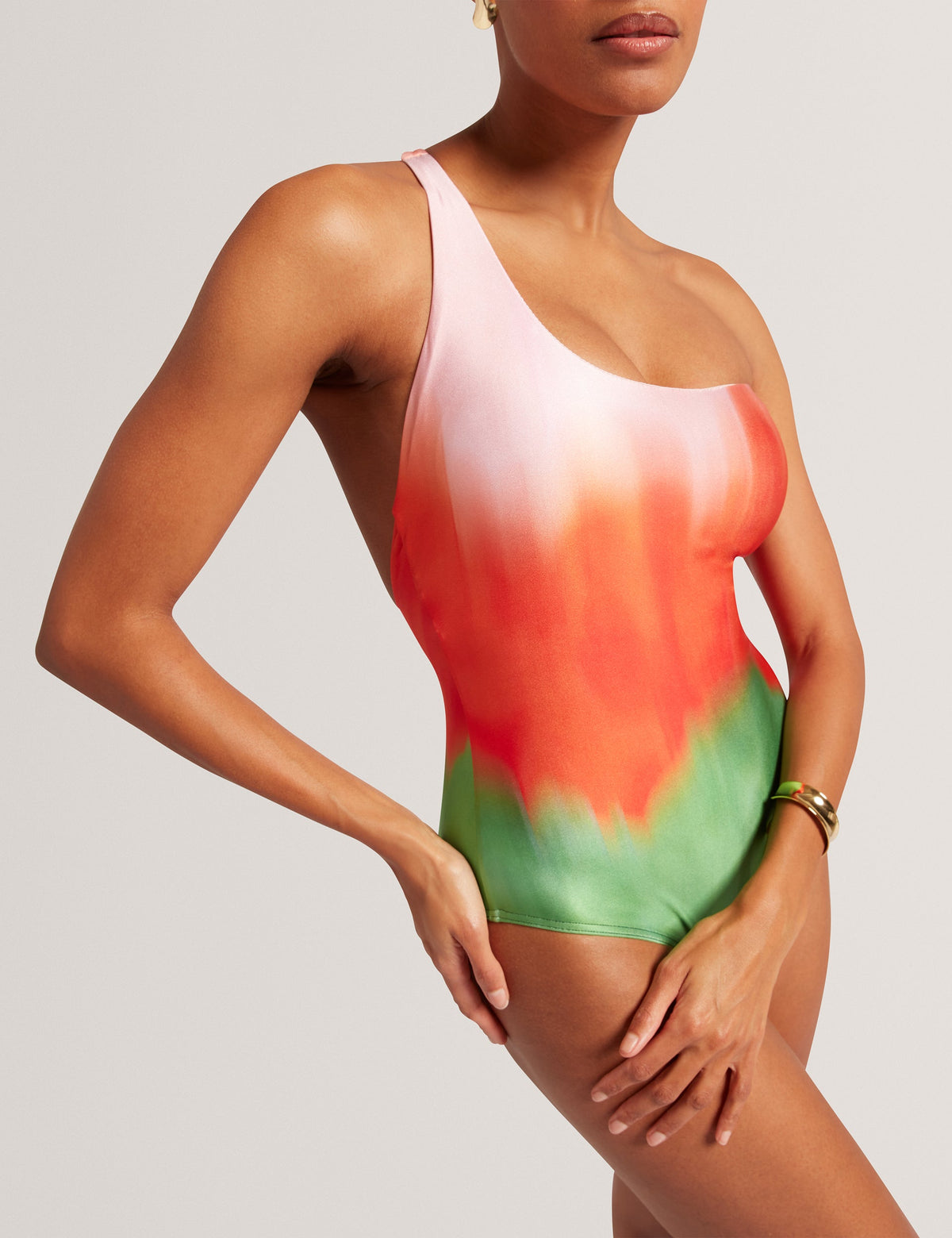 Ted Baker Sopeyaa Blurred Ombre One Shoulder Swimsuit Women's