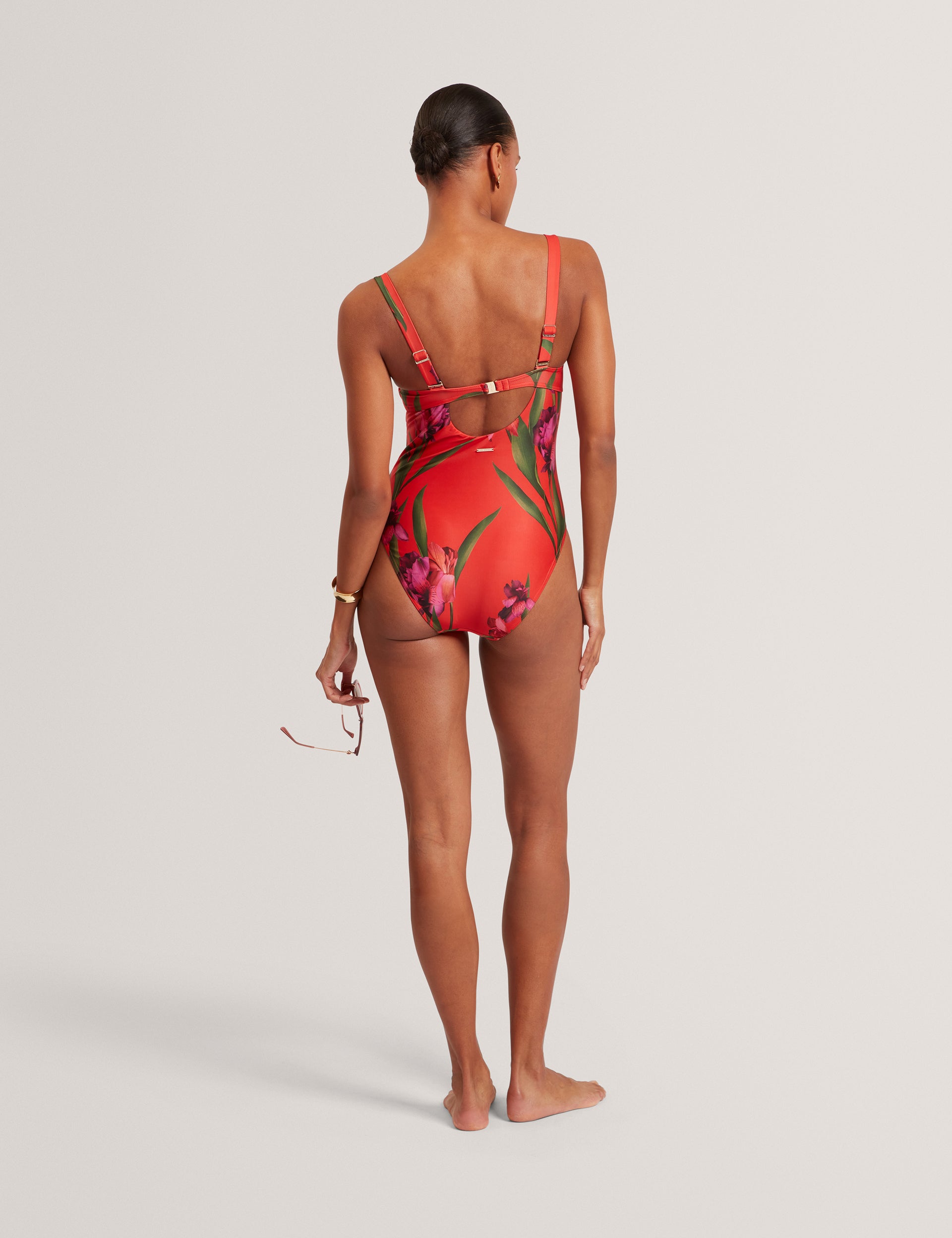 Ted Baker Quwelle Floral Padded Swimsuit With Button Detail Women's