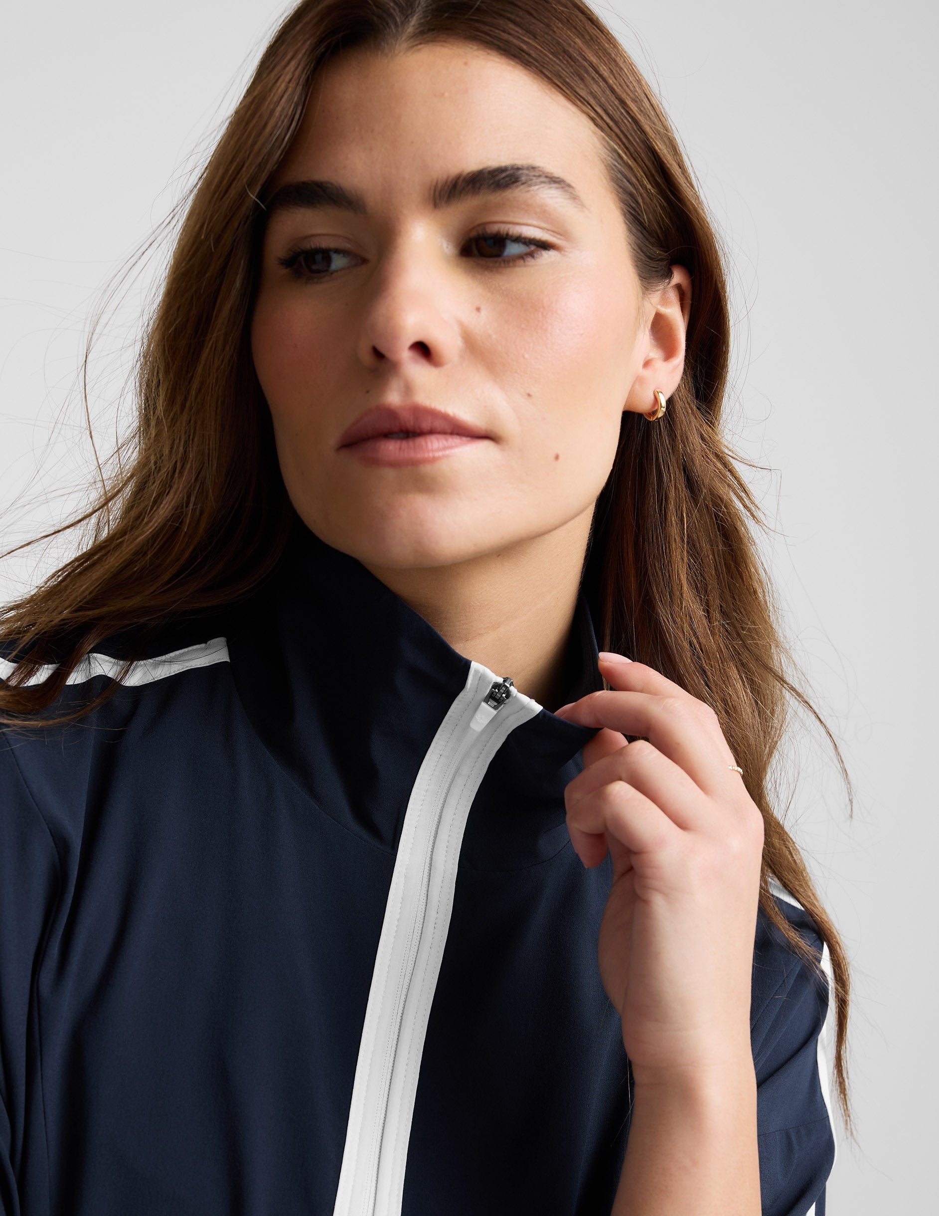 Beyond Yoga Stretch Woven Course Contrast Half Zip Pullover Women's