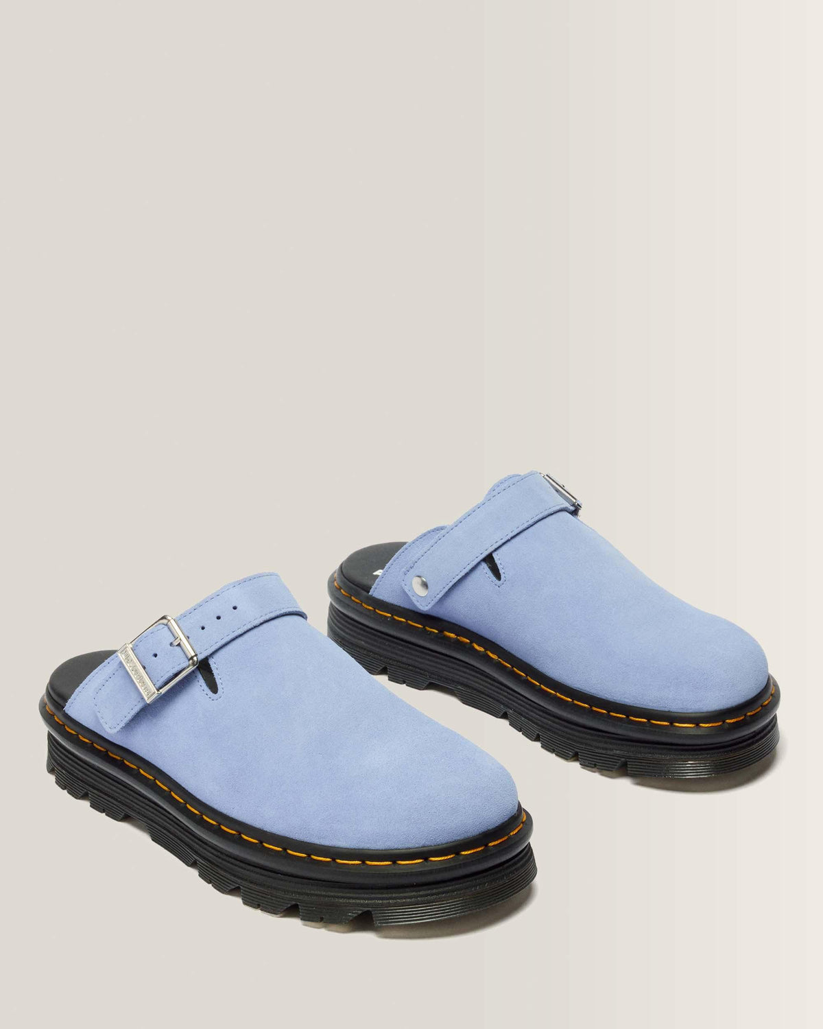 Dr Martens Zebzag Suede Casual Slingback Platform Mules - Cornflower Blue