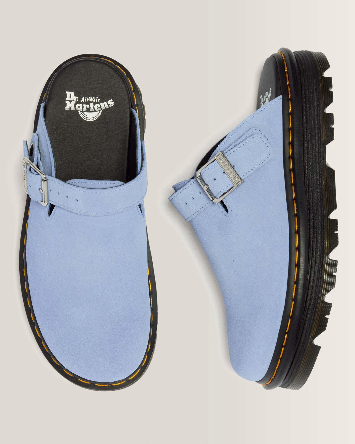 Dr Martens Zebzag Suede Casual Slingback Platform Mules - Cornflower Blue