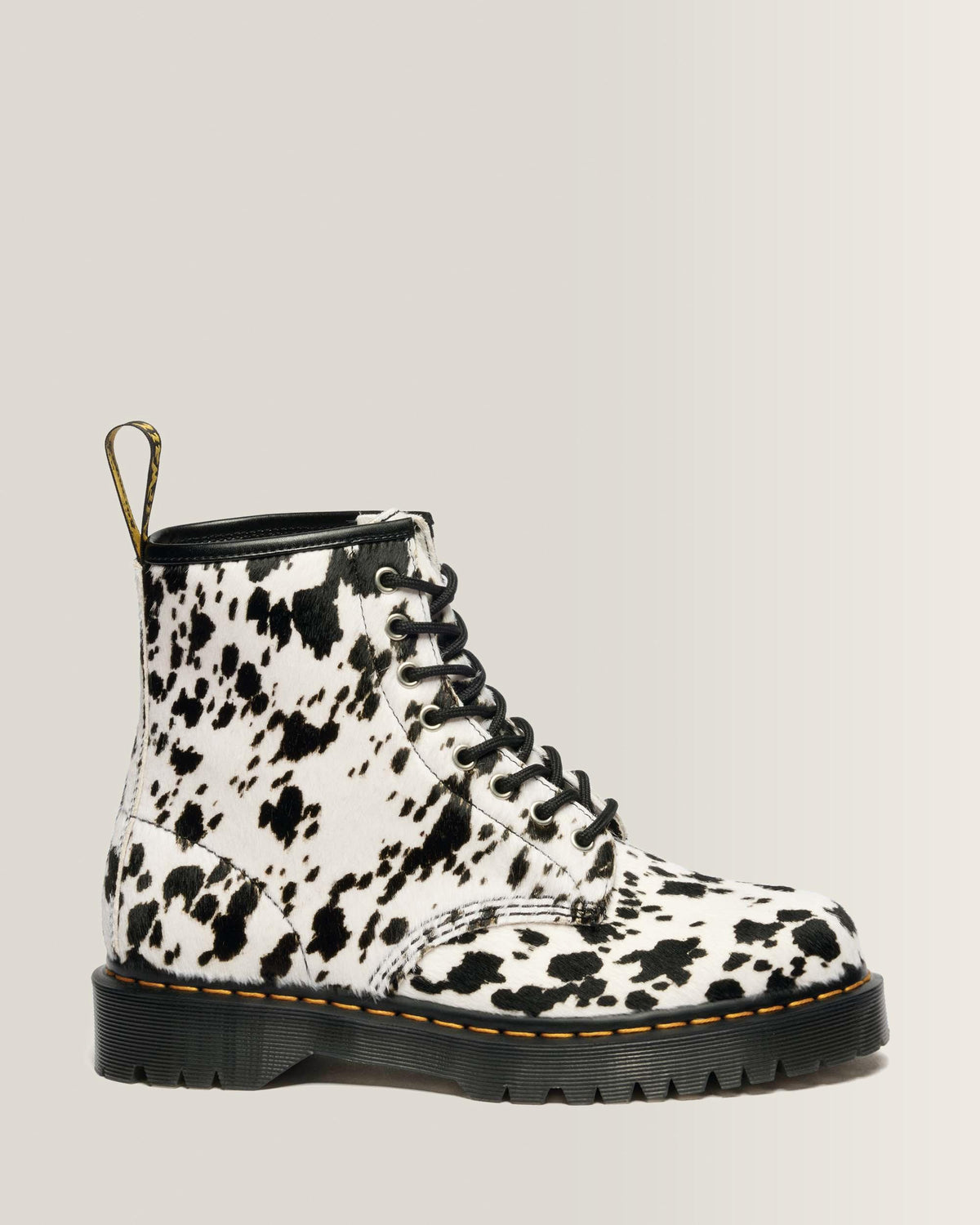 Dr Martens 1460 Bex Dalmatian Hair On Leather Boots - Cream+Black