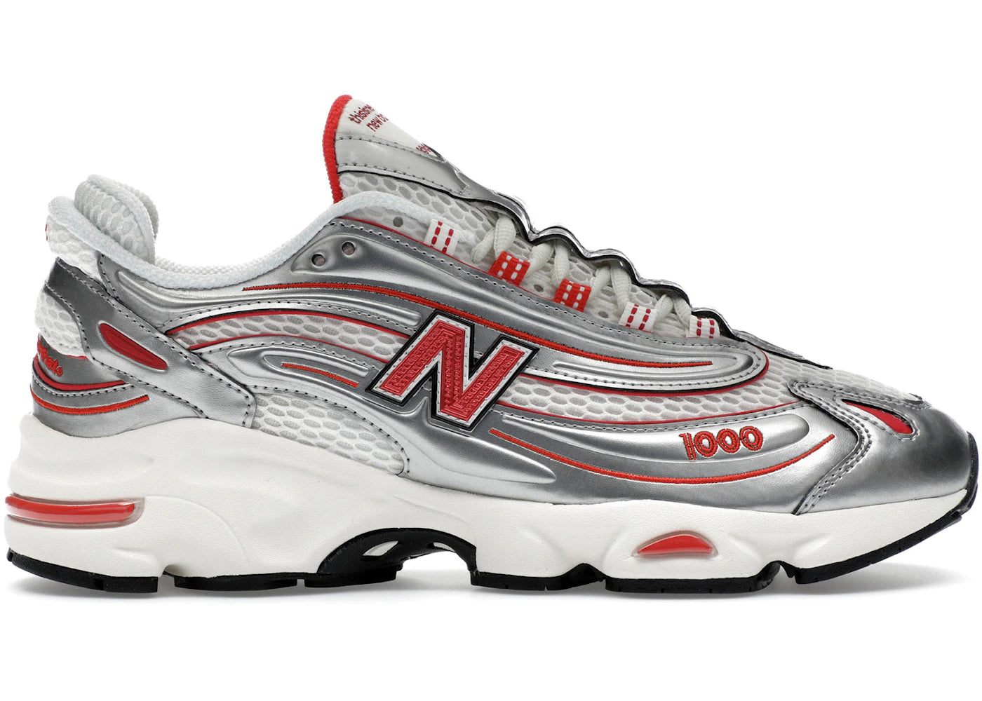 new balance 1000 thisisneverthat metallic silver red