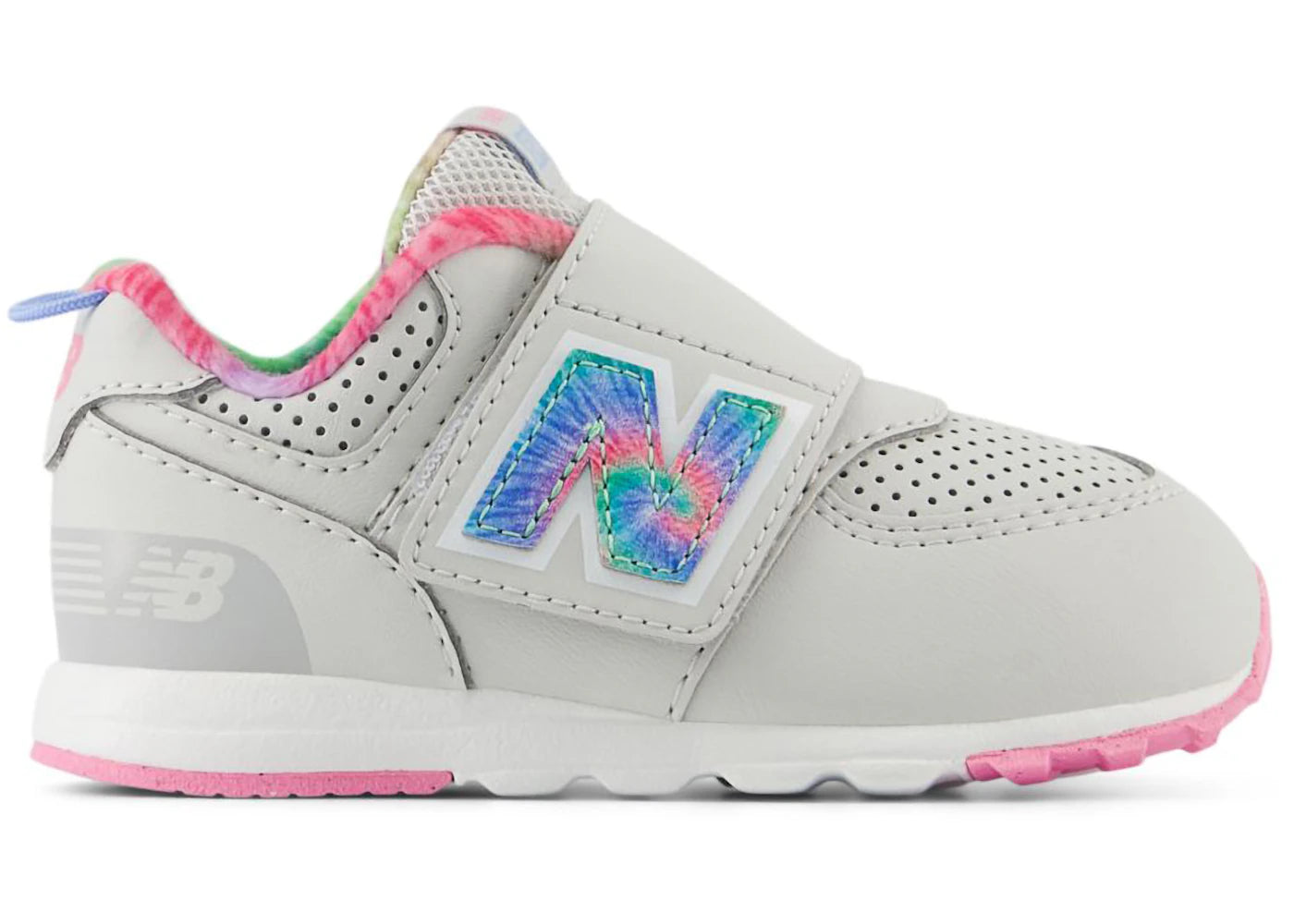 new balance 574 hook and loop grey matter signal pink tie-dye (td)