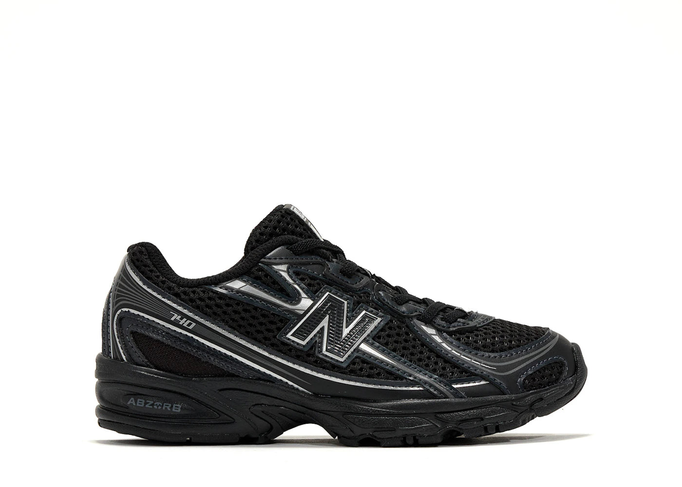 New Balance 740 Bungee Lace Black Grey Silver (Ps)