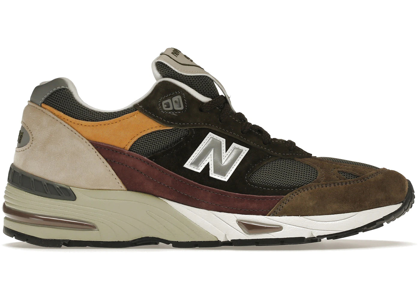 New Balance 991 Olive Burgundy Brown
