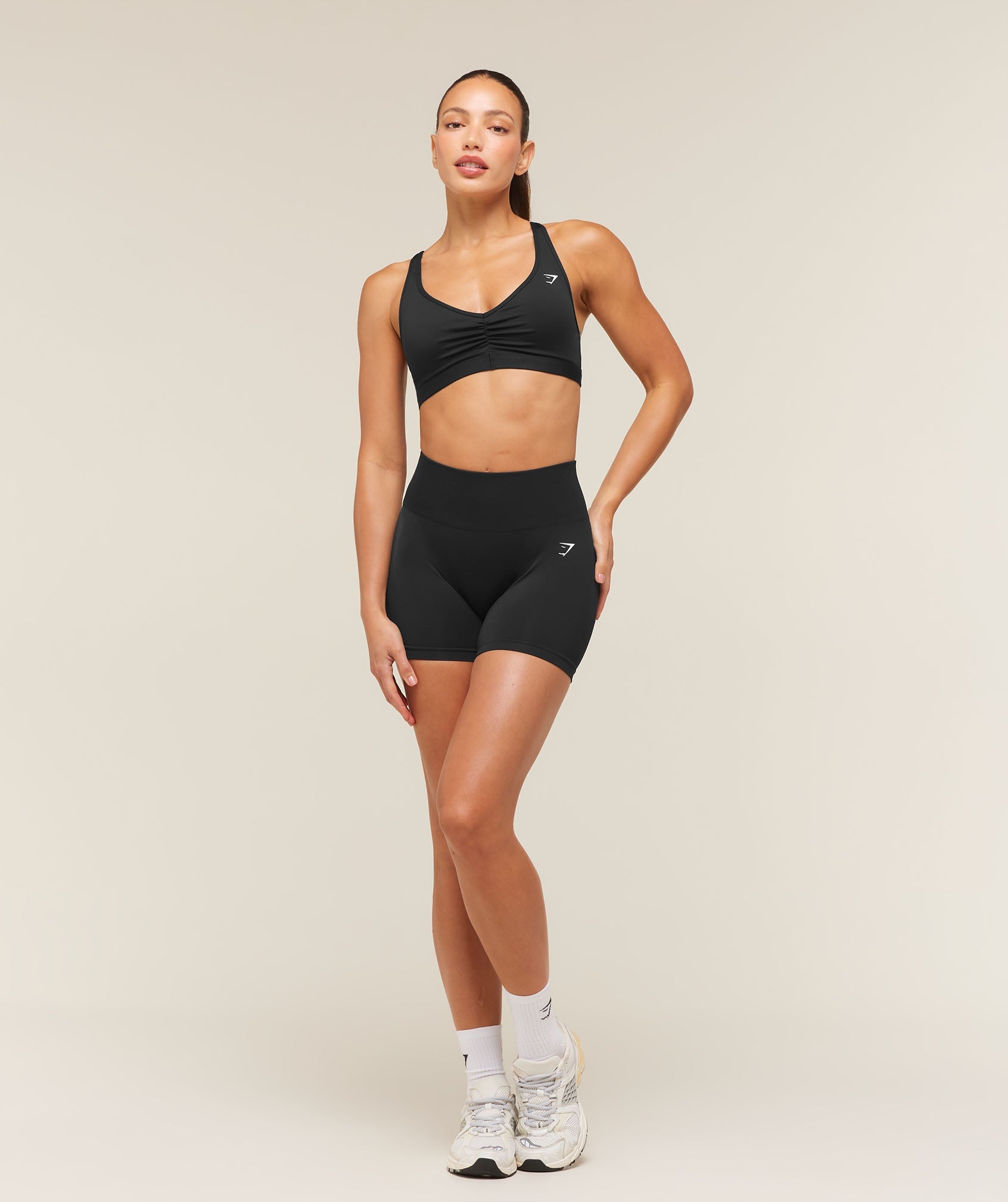 Women's Gymshark Ruched Sports Bra 2.0 Black