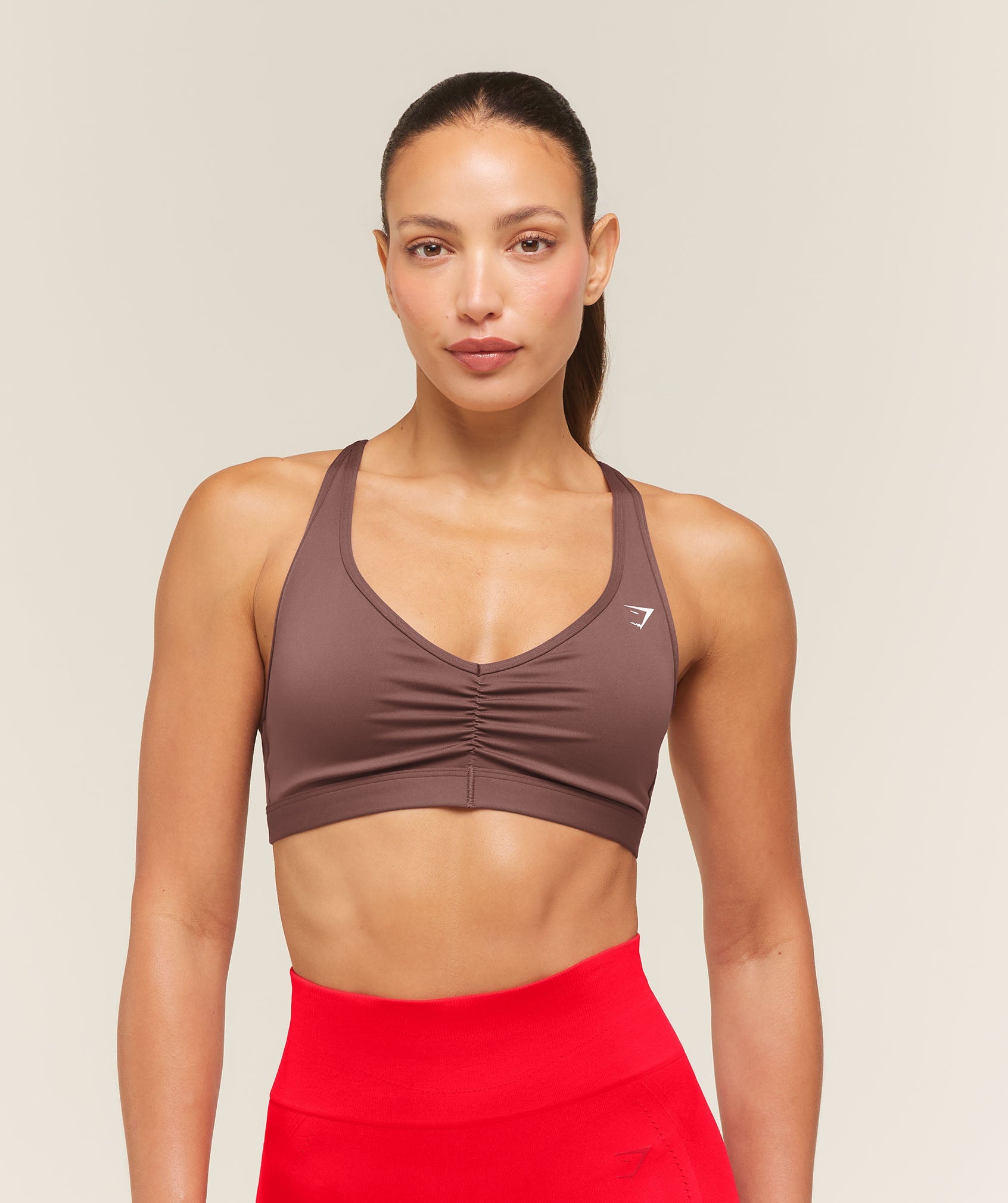 Women's Gymshark Ruched Sports Bra 2.0 Espresso Brown