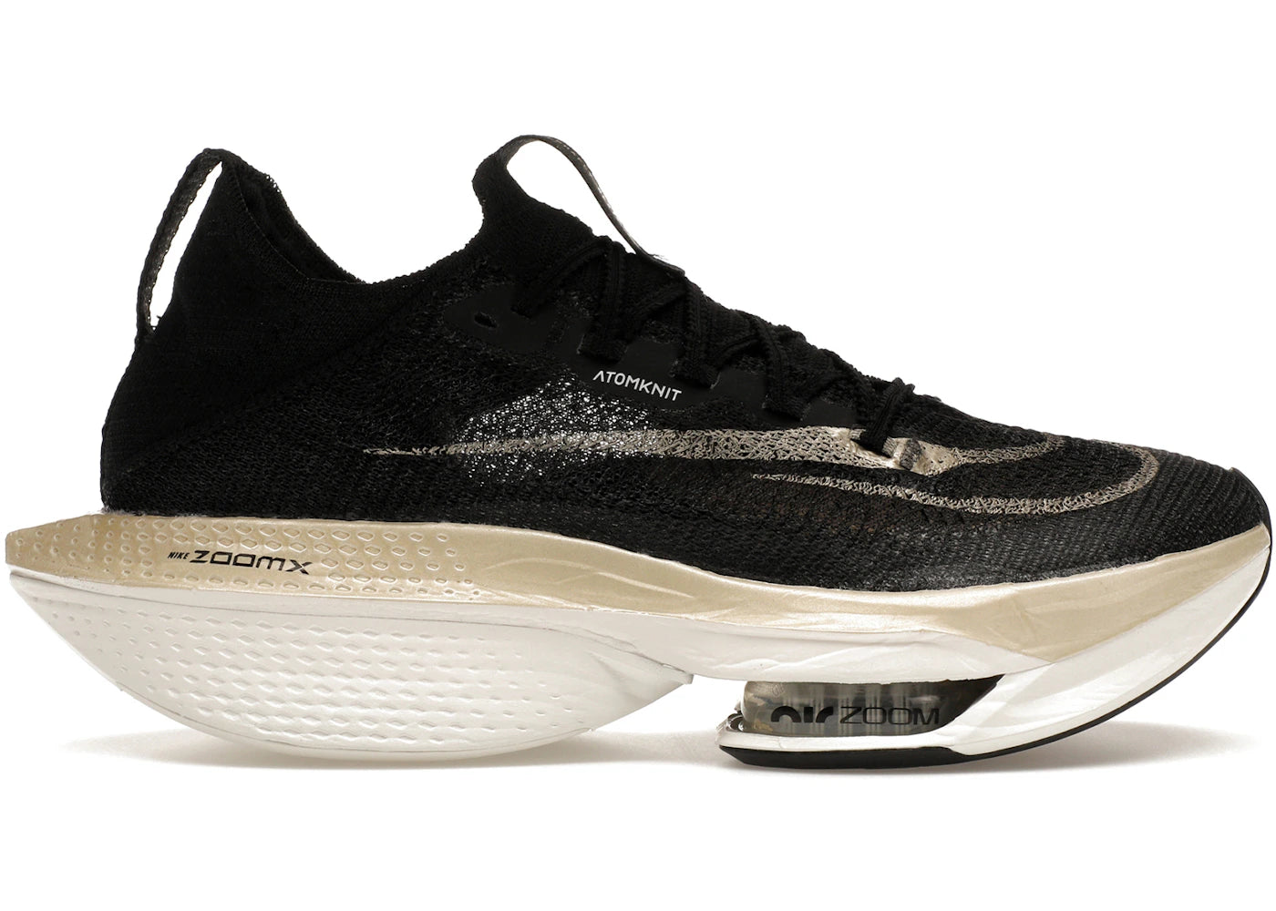 Nike Air Zoom Alphafly Next% Black Metallic Gold Grain UK 14