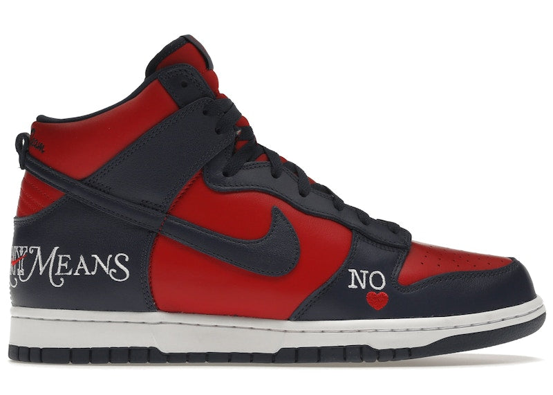 supreme Nike SB Dunk High 赤/紺 Supreme x Nike SB Dunk High By Any Means Varsity Red - Mar