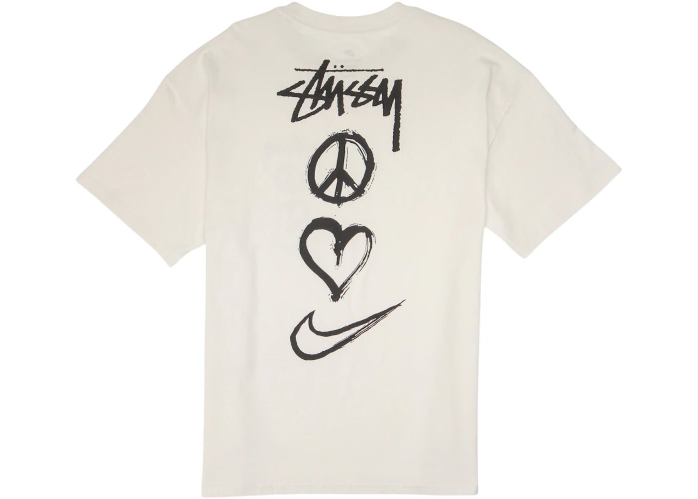 nike x stussy peace, love, swoosh t-shirt (us sizing) white