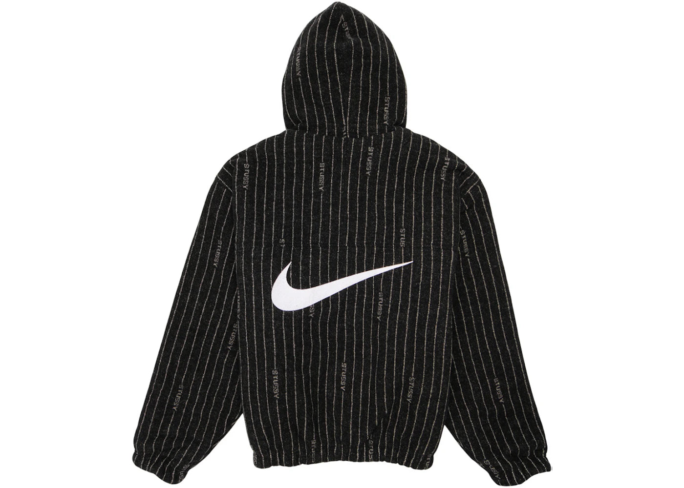 nike x stussy striped wool jacket black