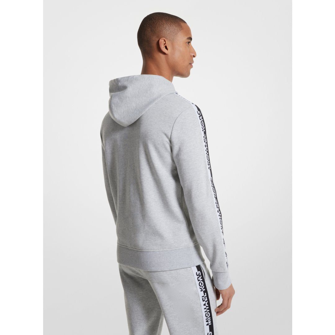 Michael Kors Logo Tape Cotton Blend Zip-Up Hoodie HEATHER GREY