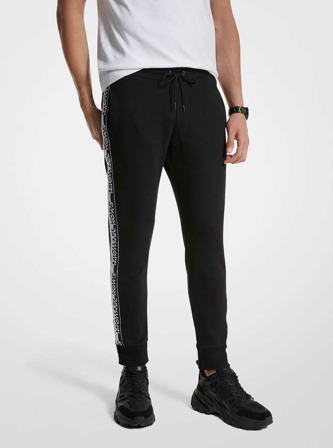 Michael Kors Logo Tape Cotton Blend Joggers BLACK