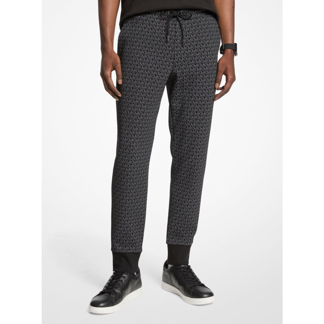 Michael Kors Signature Logo Print Cotton Blend Joggers BLACK